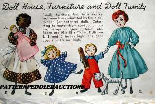 1940s McCALL Doll Furniture & Family Fabric Pattern WOW  