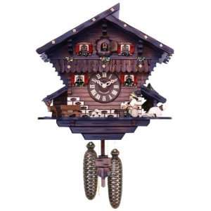 12 Eight Day Chalet Cuckoo Clock with Carved Deer, Dog & Beer Drinker