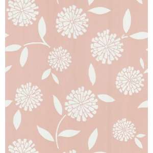  Brewster 141 62120 Zinnia Flower Wallpaper, Salmon