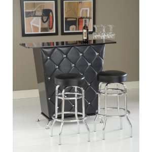  Bernards Black Upholstered Bar Set