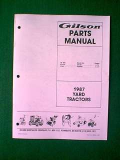 GILSON TRACTOR YT12.5 & YT16 PARTS MANUAL 1987  