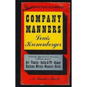  Company Manners Louis Kronenberger Books