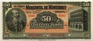M427s2 El Banco Mercantil de Monterrey 50 Pesos UNC #1476  
