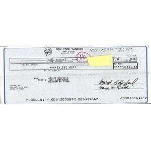 Jesse Barfield Yankees signed autographed Payroll Check   MLB Cut 