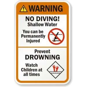   Drowning (With Graphic) Aluminum Sign, 18 x 12
