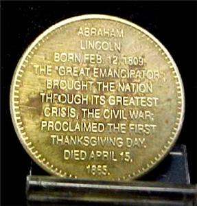 Abraham Lincoln 16th President 1861 1865 Token 9120  