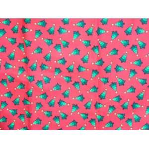  : Christmas Fabric 1 yard Red Cotton with Trees X15: Everything Else