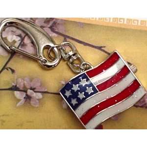    American Flag Watch w / Keychain Clip Pocket Watch 