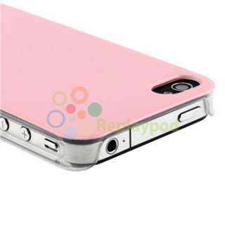 Pink +Pink Hard Clear Side Bling Skin Case For iPhone 4 4S 4GS Verizon 