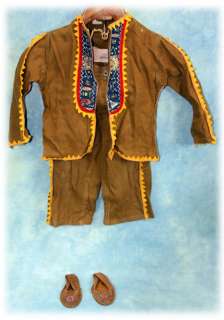Wornova Play Clothes Indian costume + moccasins 1950s  