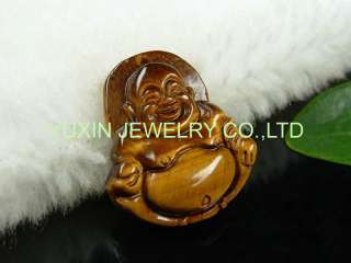 YNA54 Tiger eye stone carved Buddha bead pendant amulet  