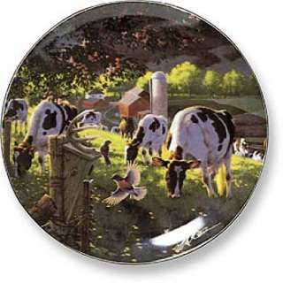 Michael Sieve GODS COUNTRY I Collector Plate Farm COWS Blue Birds 