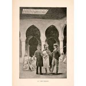  1903 Halftone Print Mediterranean Prison Prisoners Guard 