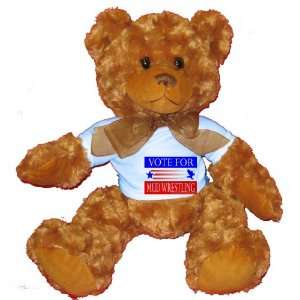  VOTE FOR MUD WRESTLING Plush Teddy Bear with BLUE T Shirt 