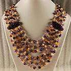 0272 Huge Amethyst yellow quartz beaded necklace