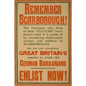  World War I Poster   Remember Scarborough! [] Enlist 