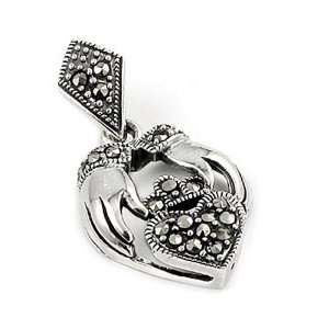  Marcasite Cladagh Sterling Silver Pendant: Jewelry