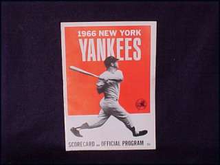 1966 New York Yankees Scorecard Program Mantle Cover VG  