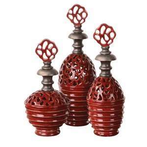  Veradis Perfume Bottles in Red   Set of 3 Furniture 