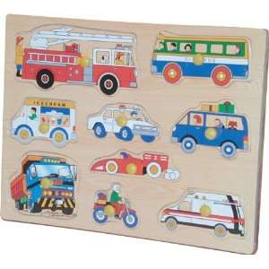    Puzzled Peg Puzzle Large   Vehicles 1 Wooden Toys: Toys & Games