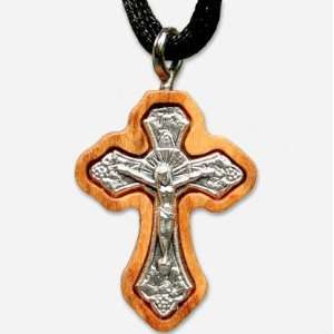  Olive Wood & Silver Crucifix Pendant (Necklace): Home 