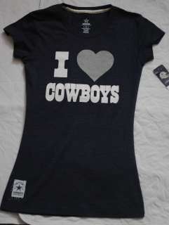   By Dallas Cowboys Gray GLITTER Logo Navy Blue T Shirt Jr Women Sz S XL