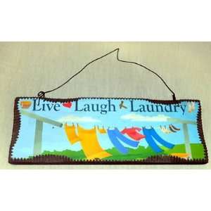   Sign Live Laugh Laundry Washroom Clothesline Clothespins country life