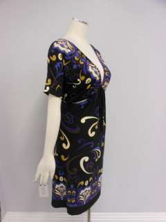 Rhapsody Black Purple Symmetrical Floral Dolman Elegant Formal Dress 