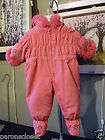   Rothschild Pink Plush Hooded Snowsuit Bunting Infant Girls 9 12 Months