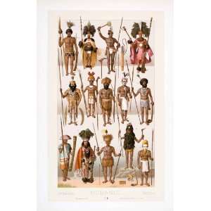  1888 Chromolithograph Oceania Tribe Costume Aborigine 