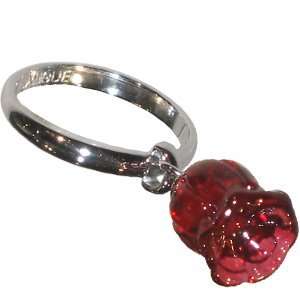  LALIQUE Crystal Muguet Charm Ring Red Jewelry