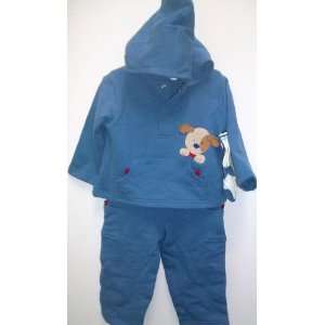   Baby Boy 18 Months, Blue Puppy Dog, 3 Piece Dress Winter Outfit: Baby