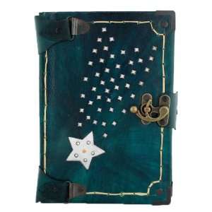  Shooting Star Decoration on a Green Handmade Leather Bound 