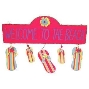   : Welcome To The Beach Tropical Flip Flop Wall Plaque: Home & Kitchen
