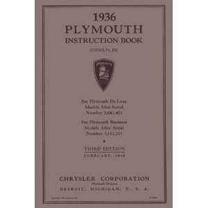    1936 PLYMOUTH Full Line Owners Manual User Guide: Automotive