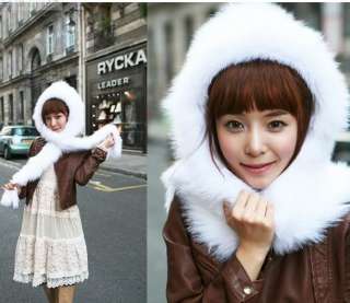Large Hooded Real FOX Fur Scarf/Shawl/cape/hat  