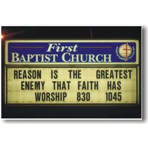   Enemy That Faith Has   Funny Humor Joke Poster: Office Products