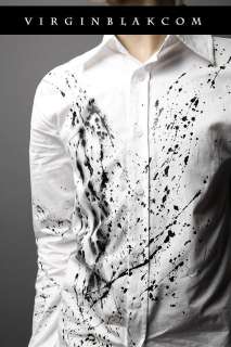 vb HOMME Mens Ink Splattered Button Down Shirt 2TP  