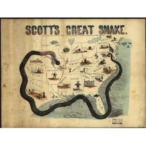 Civil War Map Scotts great snake. Entered according to Act 