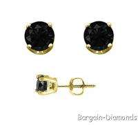 black diamond 10K gold studs screwback earrings 1.5 ct solid unisex 