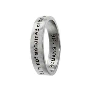  Sterling Silver Bible Verse Ring Romans 1:16 (7): Jewelry