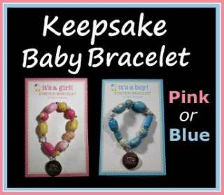 Baby Stretch Bracelet Pendant Its a Boy Girl Pink Blue  