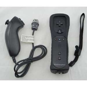 plus Black Built in Motion Plus Remote+ Nunchuck Controller for Wii 