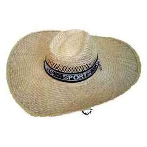  Mans Straw Cowboy Hat with Fabric Band   Natural 