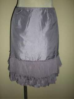 NWT Eileen Fisher Silk Taffeta Ruffled Skirt PS Icy Plum $158  