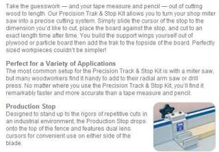 Kreg Precision Track Stop Kit for Miter Chop Radial Arm Saw Drill 