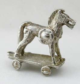 Vintage English Sterling Silver TROJAN HORSE Charm GREEK LEGEND  