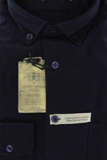 New $375 Borrelli Navy Blue Casual Shirt Medium  