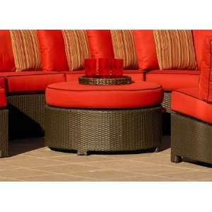   Cancun Wicker Round Cushion Patio Ottoman Patio, Lawn & Garden