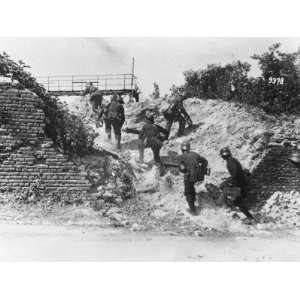 Machine Gunners Attacking Up a Ridge on the Western Front During World 